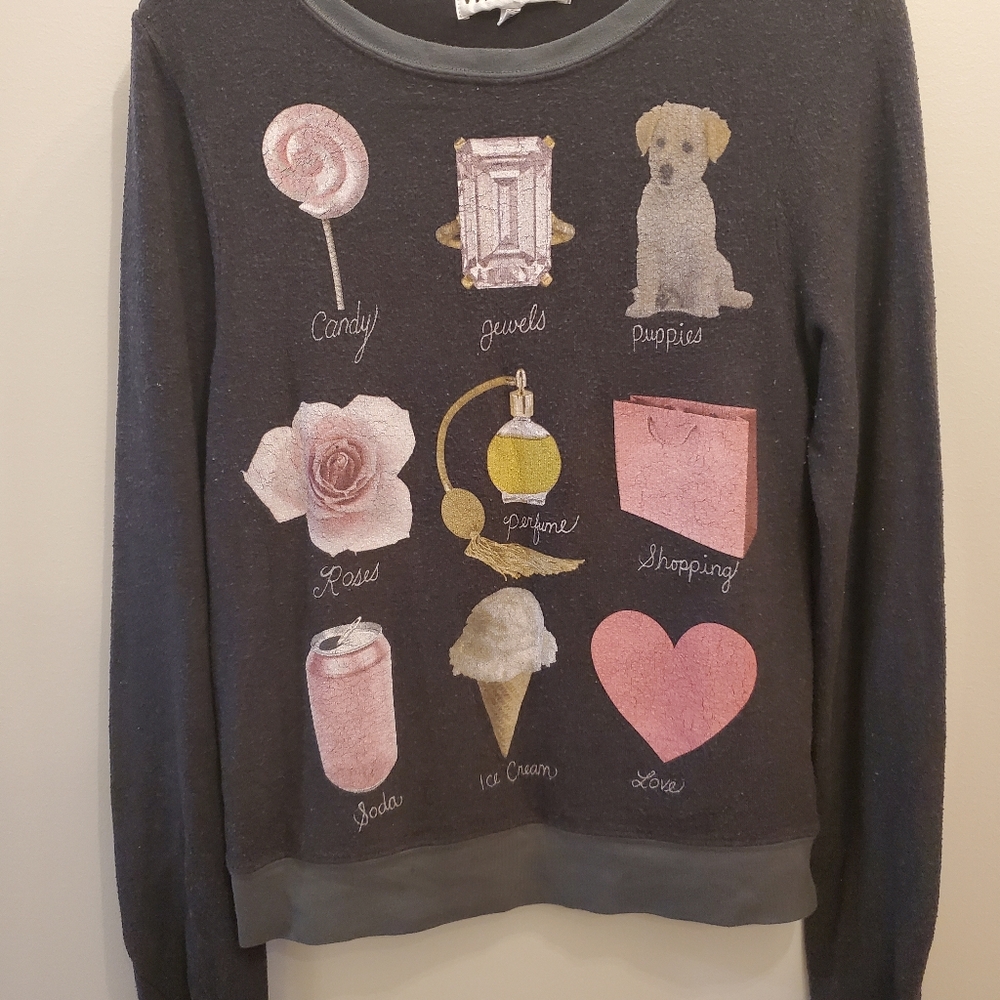 Wildfox pink printed sweater